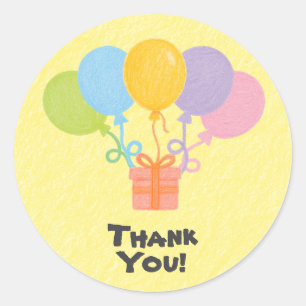 Editable Crayon Style – Balloon Bash Birthday Classic Round Sticker