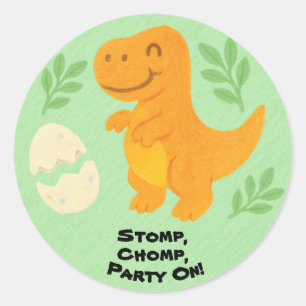 Editable Crayon Style – Dinosaur Roarsome Classic Round Sticker