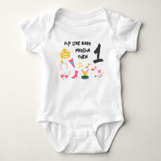 Editable Crayon Style – Pop Star Diva Birthday Baby Bodysuit