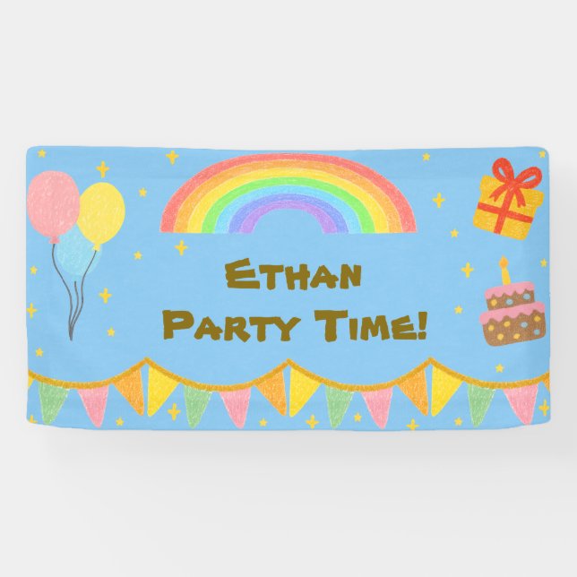 Editable Crayon Style – Rainbow Celebration Banner (Horizontal)