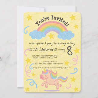 Editable Crayon Style – Unicorn Dream Sparkle Invitation