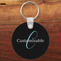 Editable Cursive Script Monogram Black Blue White