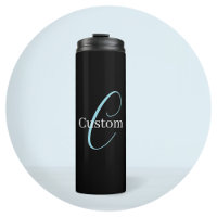 Editable Cursive Script Monogram Black Blue White