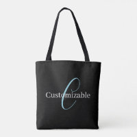 Editable Cursive Script Monogram Black Blue White