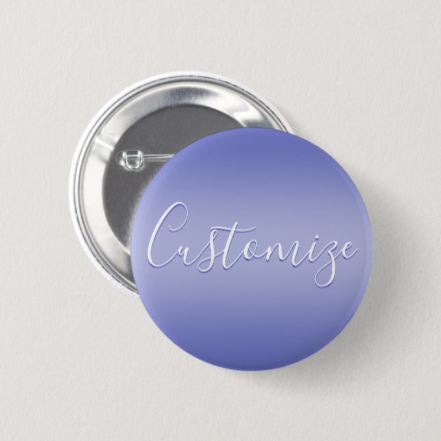Editable Cursive Script | White & Purple Violet 2 Inch Round Button (Front & Back)