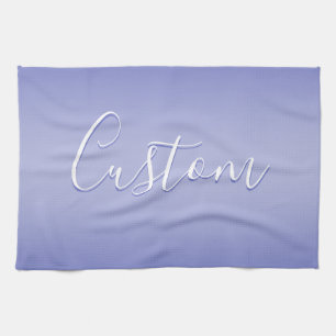 Editable Cursive Script White & Purple Violet Kitchen Towel