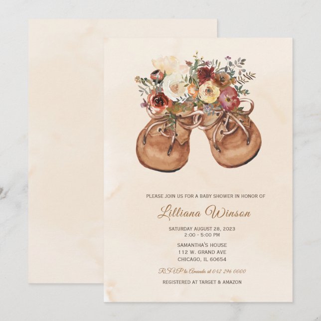 Editable Custom Booties Baby Shower Invitation (Front/Back)