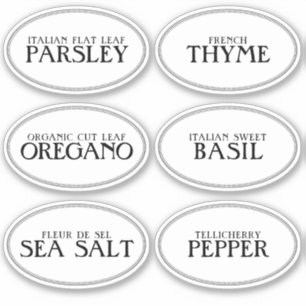 Editable Custom-Cut Oval Spice Labels with Border