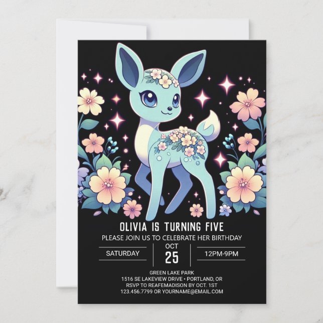 Editable Custom Deer Digital Birthday Invitation (Front)