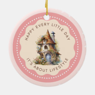 Editable Cute Fairy House Home Sweet Home Ceramic Ornament