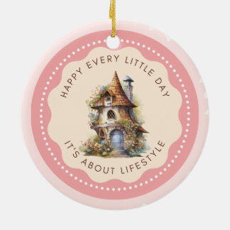 Editable Cute Fairy House Home Sweet Home Ceramic Ornament