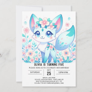 Editable Cute Fox Digital Birthday Invitation