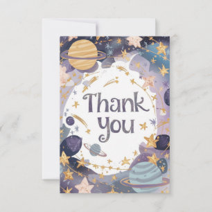 Editable Cute Starry Celestial Thank You Card