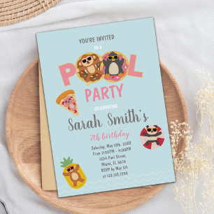 Editable Cute Summer Swim Party Invite for Kids