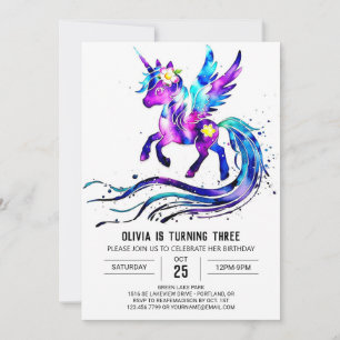 Editable Cute Unicorn Digital Birthday Invitation
