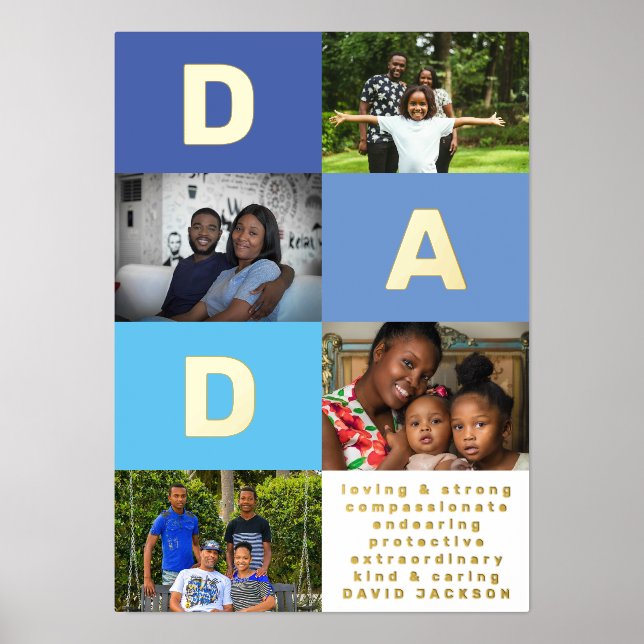 EDITABLE DAD COLOR BLOCKS MULTI Photo Foil Prints (Front)