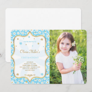 Editable Daisy Anniversaire Photo Invitation