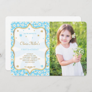 Editable Daisy Anniversaire Photo Invitation