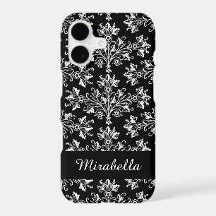 Editable Daisy Damask Blanc sur coque iphone noir