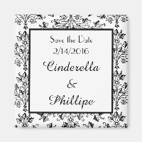 Editable Damask Save the Date Vintage Floral Squar