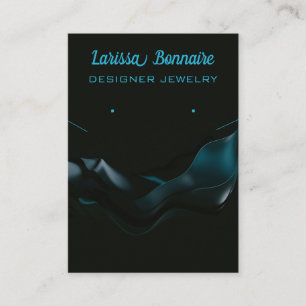 Editable Dark Blue Waves Jewellery Holder Cards