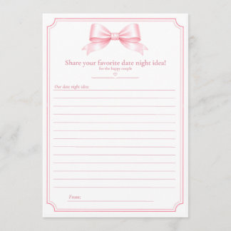 Editable Date Night Ideas Bridal Shower Game Cards