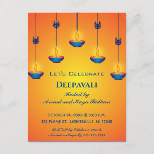 Editable Deepavali Invitation Postcard