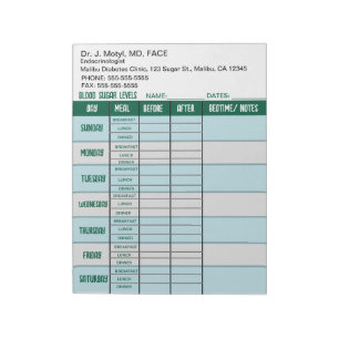 Editable Diabetes Blood Sugar Levels Chart Notepad