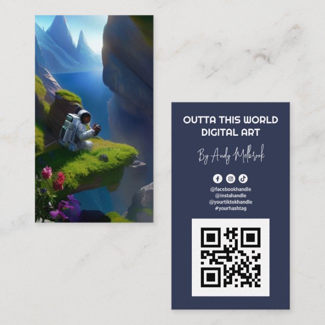Editable Digital Artist QR Code Business Card (Front/Back)