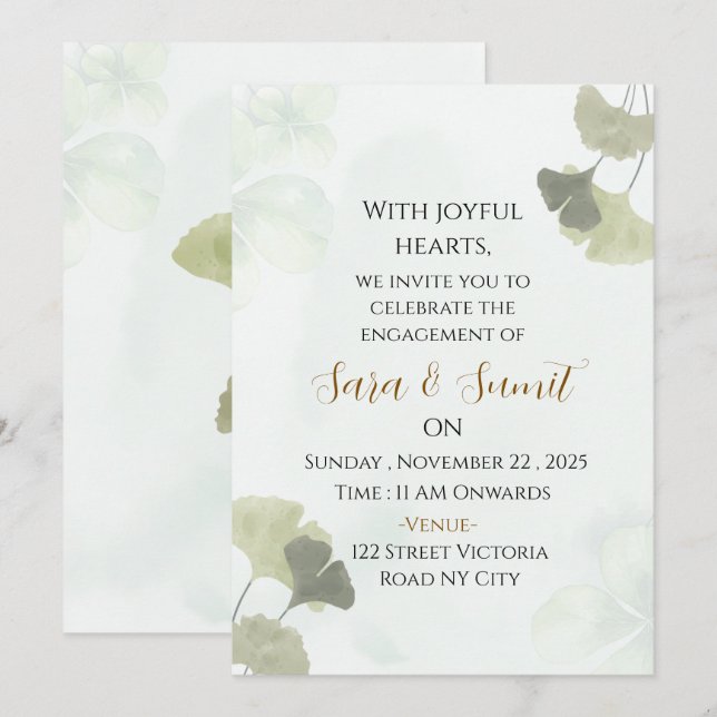 Editable Digital Engagement Party Invitation  (Front/Back)