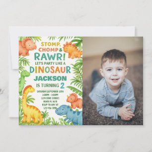 Editable Dino Party Invite With Photo
