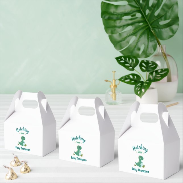 Editable Dinosaur Baby Boy Shower Hatching Soon Favor Box (Multiple)