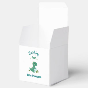 Editable Dinosaur Baby Boy Shower Hatching Soon Favor Box