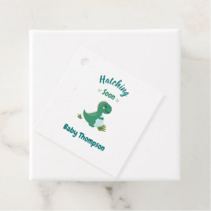 Editable Dinosaur Baby Boy Shower Hatching Soon Favour Tags