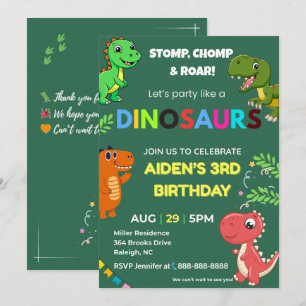 Editable Dinosaur Birthday Invitation