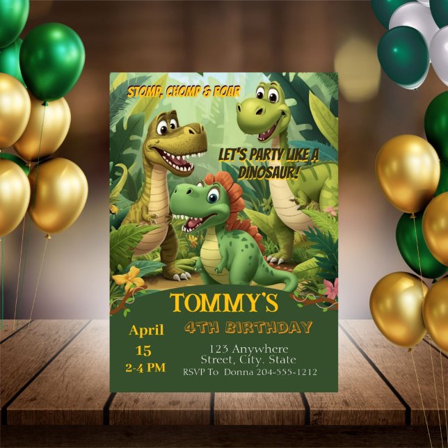 Editable Dinosaur Birthday Invitation Template (Créateur téléchargé)