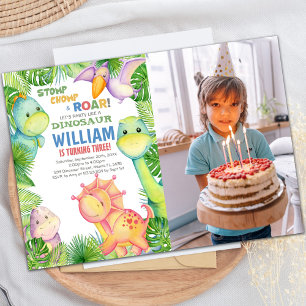 Editable Dinosaur Birthday Invitation with Photo