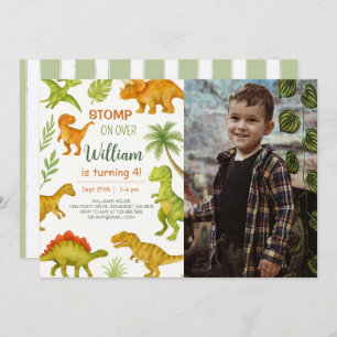 Editable Dinosaur Birthday Party Photo Invitation