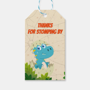 editable Dinosaur Party Sticker Gift Tags