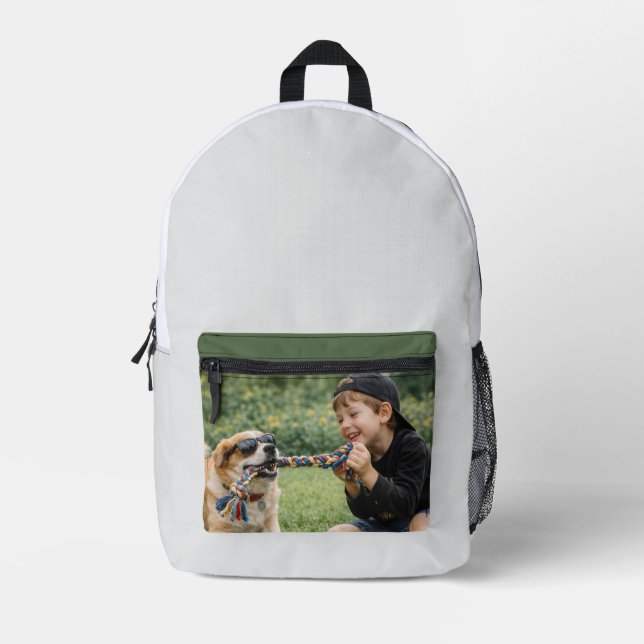 Editable Dog Photo Adventure Design Printed Backpack (Front)