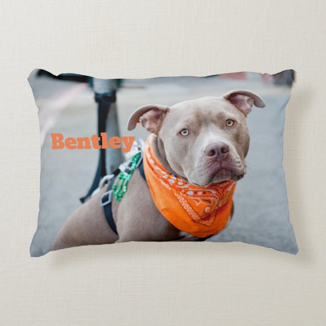 Editable Dog with Bandana Decorative Pillow (Front)