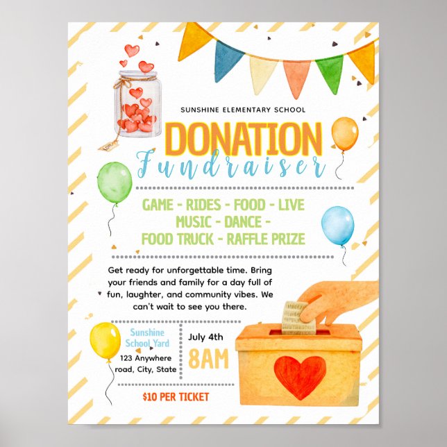 Editable donation fundraiser flyer poster (Front)