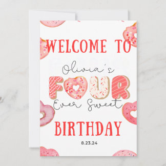 Editable Doughnut 4th Birthday Bundle FOURever Swe Invitation