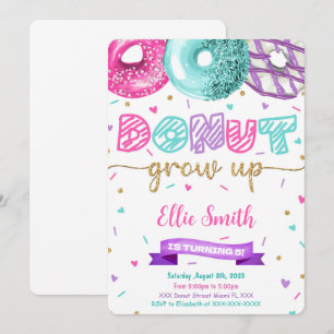 Editable Doughnut Birthday Invitation