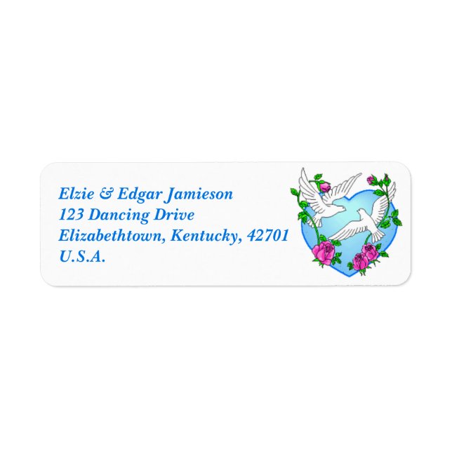 Editable Doves and Heart Return Address Labels (Front)