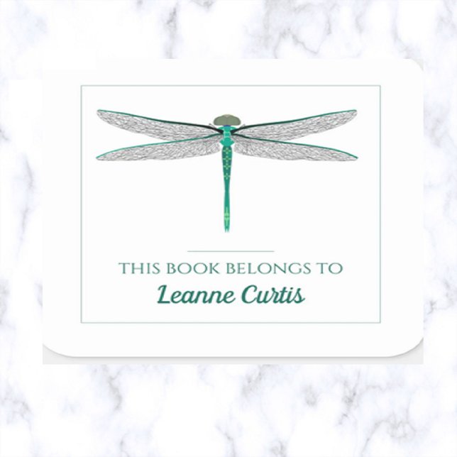 Editable Dragonfly Bookplate Square Sticker (Creator Uploaded)