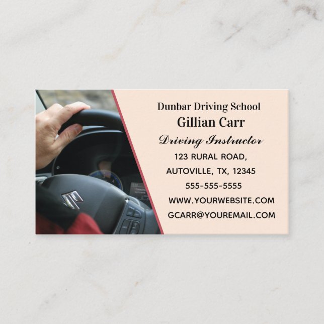 Editable Driving School Instructor Business Card (Front)