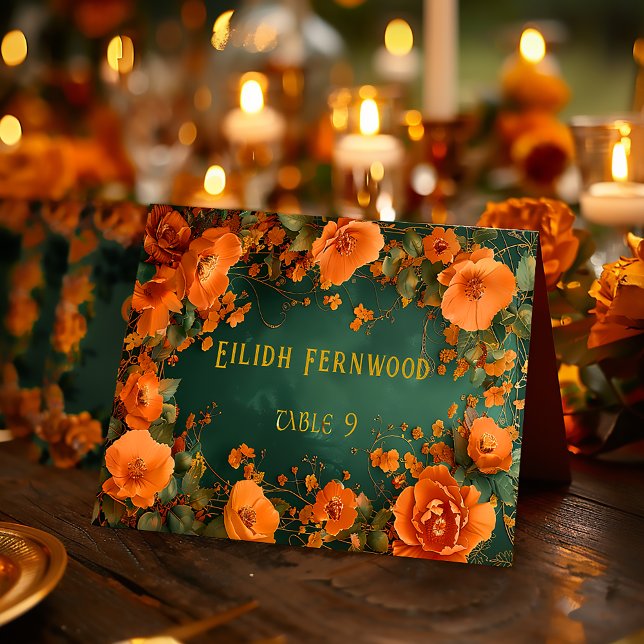 Editable Druid Hill Automne Mariage Cartes de Plac (Whimsical Druid Hill Wedding Place Cards )