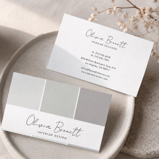 Editable Dust Grey Colour, Modern Interior Designe Business Card