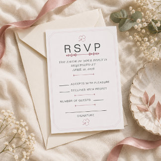 Editable Dusty Rose Minimal RSVP Card